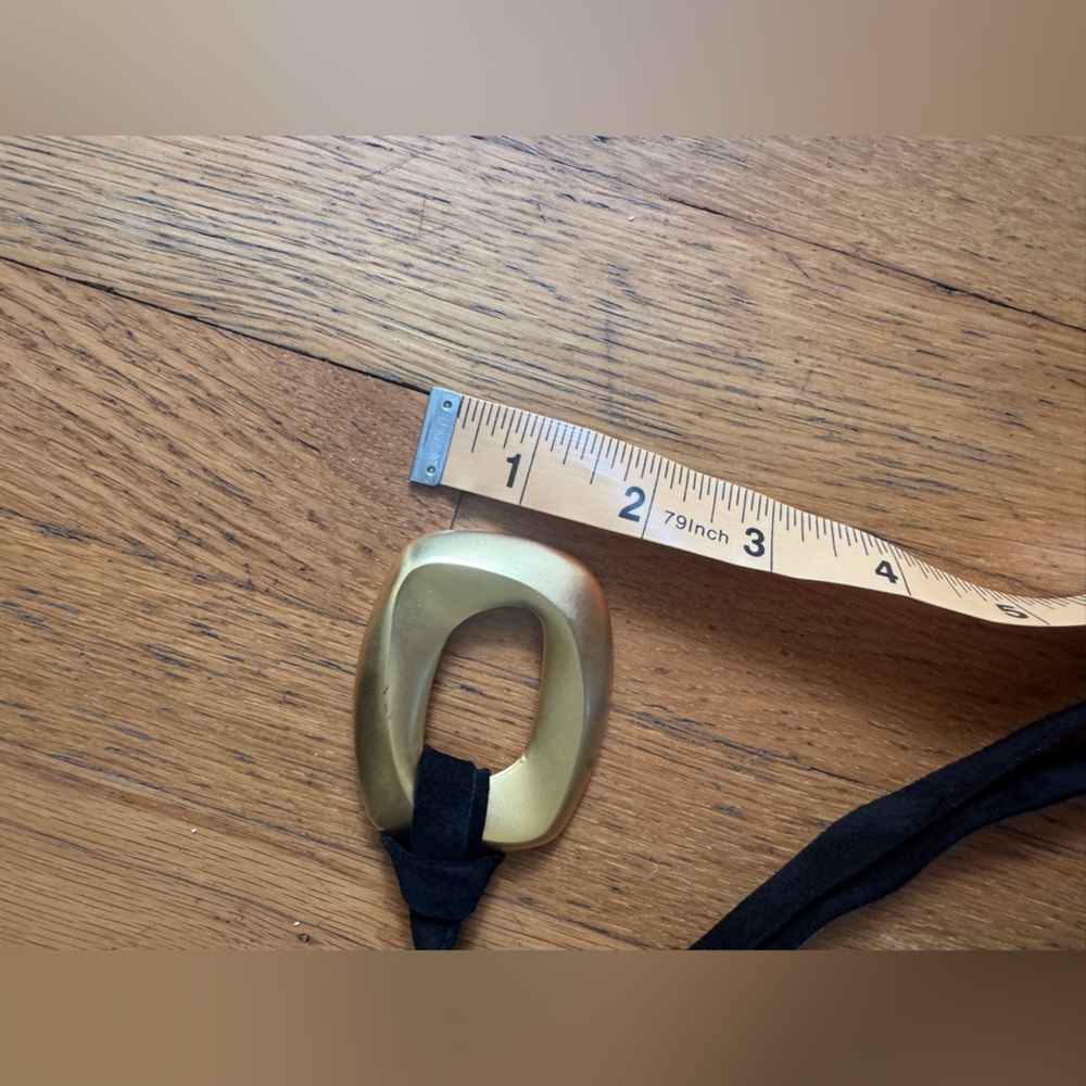 Vintage Suede Belt w funky Gold Buckle - Picture 7 of 8
